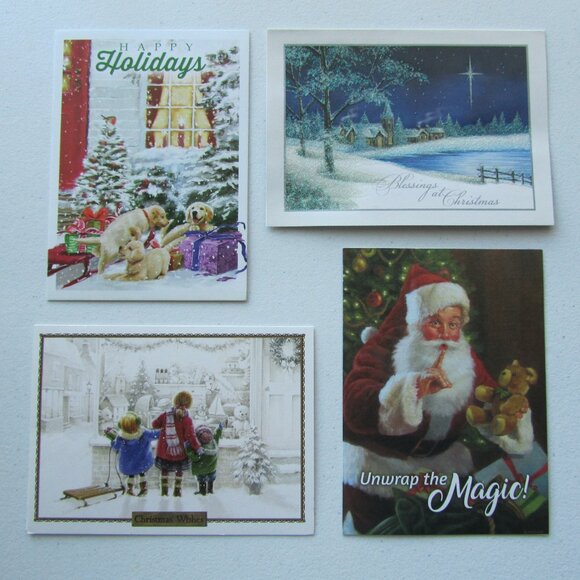 Happy Holidays Merry Christmas Assorted Greeting Cards With Envelopes Set 28 - Picture 2 of 5